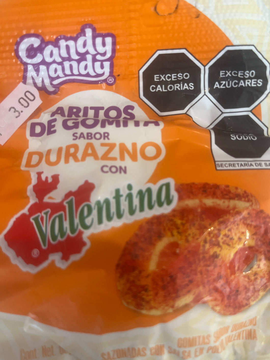 Gomita sabor durazno con valentina