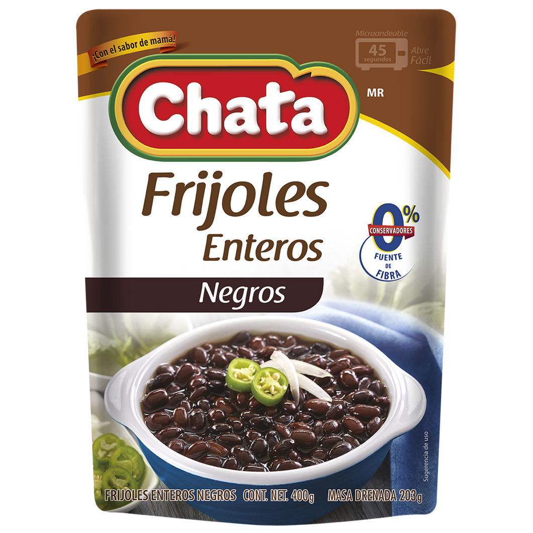 Frijoles Negros Enteros, Chata, Paquete de 400g / Ganze Schwarze Bohnen, Chata, 400g