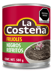 Frijoles Negros Refritos, La Costeña, Lata de 580g / Gekühlte schwarze Bohnen, La Costeña, 580g