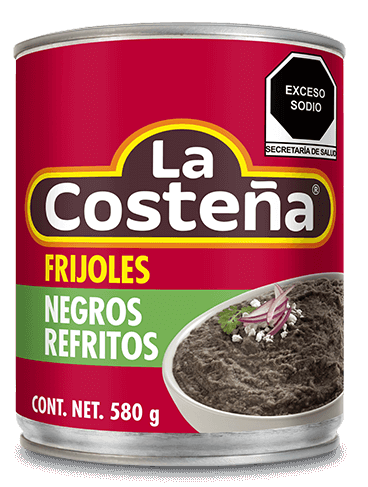 Frijoles Negros Refritos, La Costeña, Lata de 580g / Gekühlte schwarze Bohnen, La Costeña, 580g