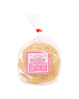 Tostadas de Maíz Amarillo, MasAmor, Paquete con 10pzas